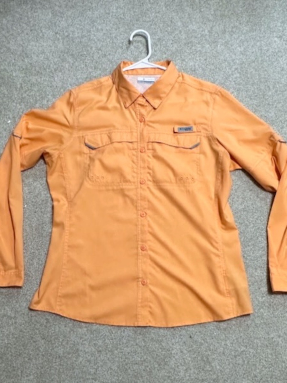 Columbia PFG Lo Drag Fishing Outdoor Shirt Womens L Long Sleeves Vented Peach